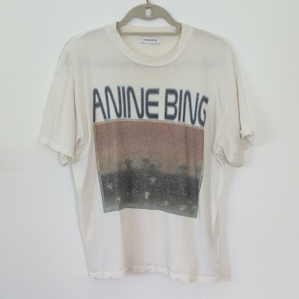 Anine Bing Cream Graphic Tee